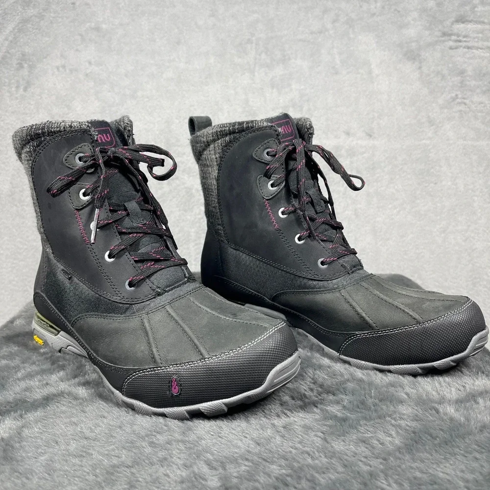 Ahnu‎ Northridge Winter Boots Womens 9.5 Black Waterproof Insulated Vibram READ